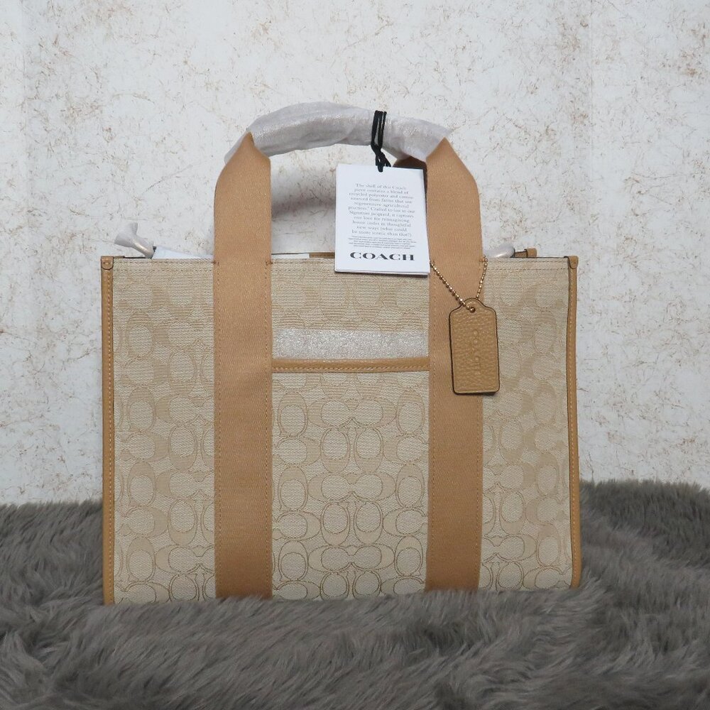 Coach Smith Tote in Signature Jacquard (Light Khaki)